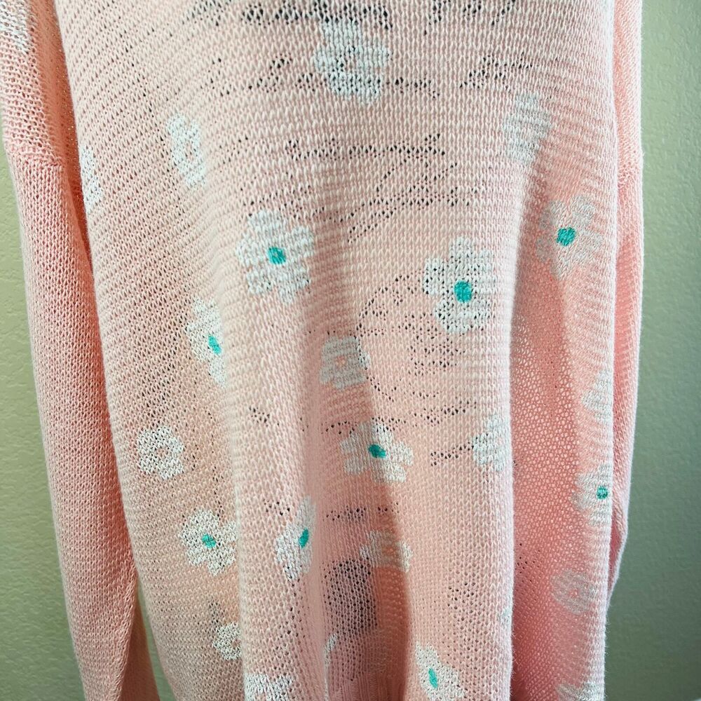 Mine Girly Daisy Print Long Sleeve Corset Back Knit Pullover Sweater Top Edge 3X - Picture 12 of 16